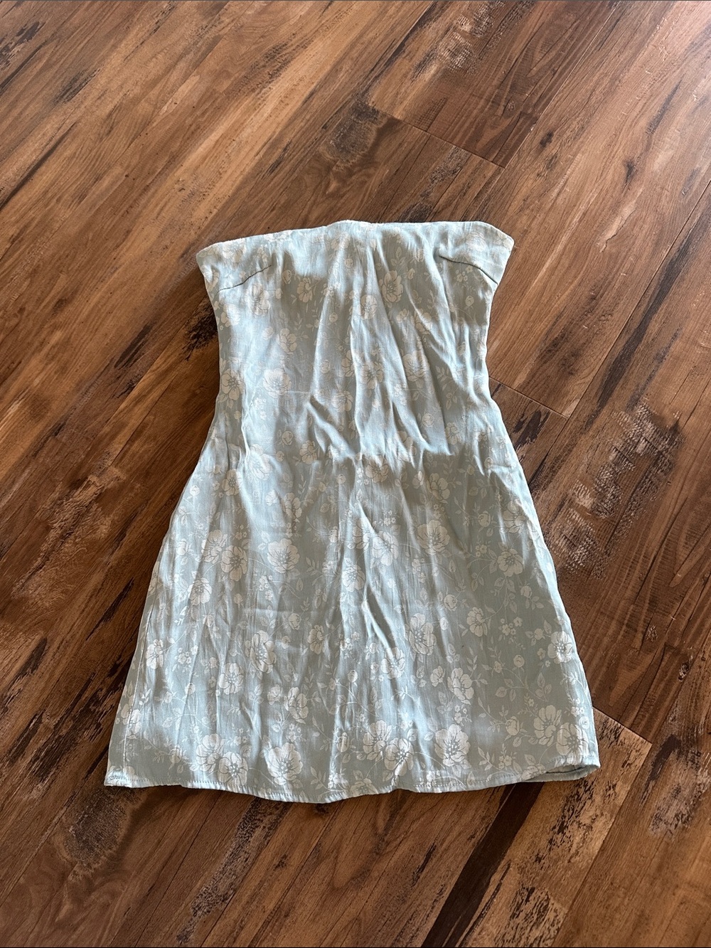 Princess Polly Light Blue Floral Strapless dress